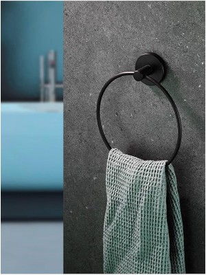 Royal Rain Store Halka Banyo Mutfak Havlu Askılığı SIYAH-102