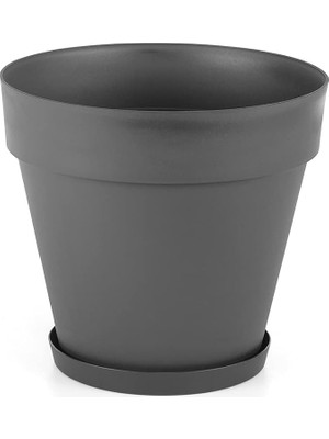 Royal Rain Store YS08 Yalı Saksı Drenaj Aparatlı Tabaklı Dekoratif Saksı 55CM, 76 Litre Antrasit