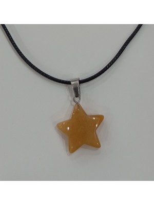 SolidBakkal Doğal Taş Kahverengi Yeşim Siyah Ipli Yıldız Şeklinde Kolye