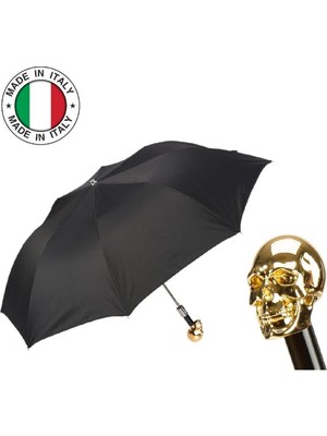 Pasotti Gold Kafatası Figürlü Siyah Otomatik Şemsiye 95 cm