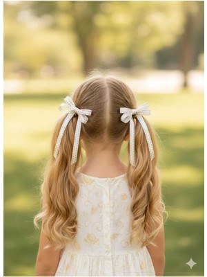 Nati Co Şık Fiyonk Detaylı Lastik Toka | Zarif Kurdele Saç Tokası ( 2'li )