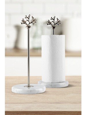 Şık Mermer Desenli Gümüş Renkli Kağıt ve Havluluk Organizer Seti