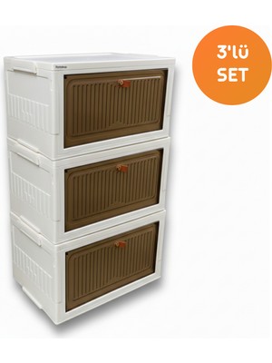 Portakap Plastik Tek Kapaklı Saklama Kutusu - Ayakkabı Kutusu - 3'lü Set