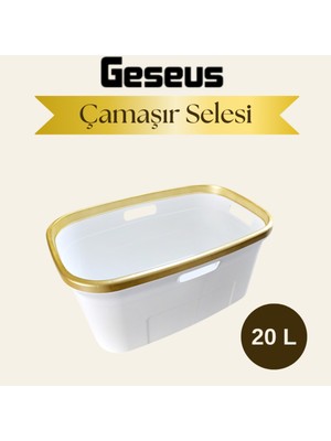 Altın Renkli Çamaşır Sepeti ve Temizlik Kovası Seti, Şık ve Fonksiyonel.