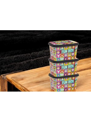 12 Litre Çok Amaçlı Desenli Plastik Saklama Kutuları Seti (3'lü)