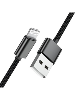 Royal Rain Store iPhone 6 6s 7 8 x Xs Xr 11 12 13 14 Pro Max Plus Uyumlu Örgülü Hızlı Şarj Kablosu USB To Lightning Siyah