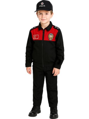 Işık Unisex Çocuk Polis Kıyafeti (Şapka, Gömlek, Pantolon Takımı) Yunus 0-1 Yaş