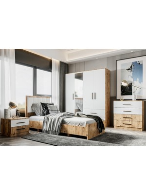 Zita Komodin - Antık Cam & Mat Beyaz - 2 Çekmeceli