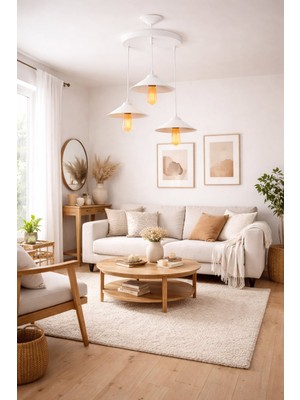 Osc Home Aydınlatma Tasarım Japon 3lü  Beyaz Avize