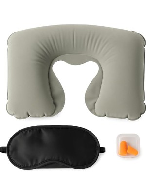Royal Rain Store Konfor Seti – Şişme Boyun Yastığı, Göz Bandı ve Kulak Tıkacı 3'lü Kit