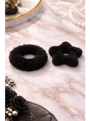 Nati Co Şık Tasarım Siyah Peluş Saç Toka Seti