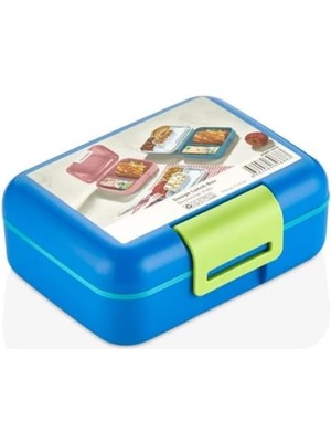 Royal Rain Store Kutusu Çift Katlı Alt Hazne Iki Bölmeli Yemek Saklama Kabı Çatal Kaşık Bıçak Set Mavi