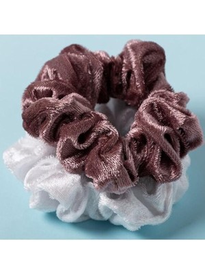 Royal Rain Store Li Mürdüm Beyaz Kadife Saç Lastik Simit Toka