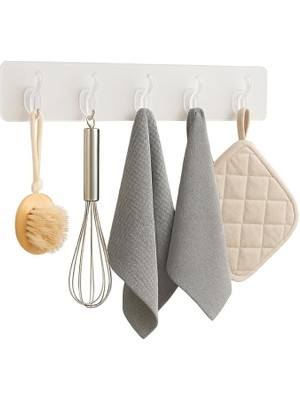 Royal Rain Store Yapışkanlı 5 Kancalı Askı Seti – Duvara Delmeden Montaj, Şeffaf Vantuzlu Tasarım, Banyo & Mutfak Için Pratik Organizer (2 Adet)
