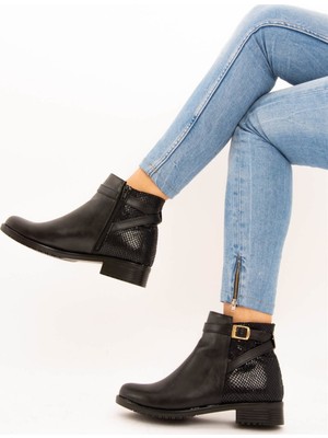 Fox Shoes Siyah Yılan Kadın Bot E726490009