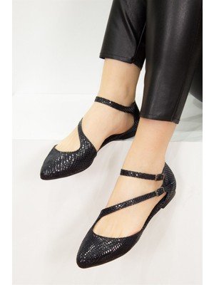Fox Shoes Siyah Kadın Babet D726016907