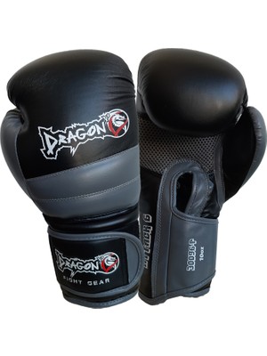 Dragon Attack 6 Suni Deri Boks Eldiveni Siyah Kick Boks ve Muay Thai İçin Rahat Kullanım