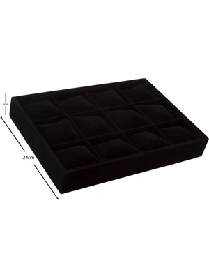 Yerli Üretim Tokyo Model Siyah Süet Yastıklı Çekmece Iç Saat ve Takı Kutusu