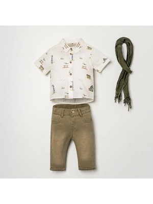 Cocosiss Cocosıss Şallı Kısa Kol Gömlek Pantolon Takım - Haki - 12 - 18 Ay Haki