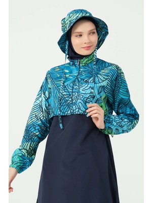 Alfasa 25344 Crop Görünümlü Şapkalı Tesettür Mayo