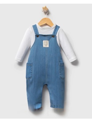 Queen Kids  Erkek Bebek Enjoy The Rıde   Kot Salopet Mavi