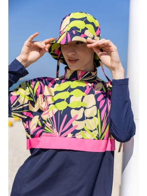 Alfasa 25315 Crop Görünümlü Şapkalı Tesettür Mayo