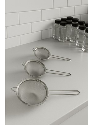 3'lü Paslanmaz Metal Süzgeç Seti, Dayanıklı ve Kullanışlı Ürün