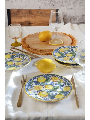 Ege Lemon Glow Pasta Tabağı 20 cm 4'lü Set, Şık ve Zarif Tasarım