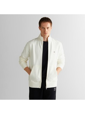Gant Erkek Beyaz Regular Fit Fermuarlı Sweatshirt