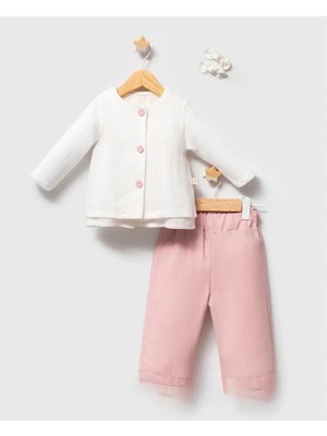 Queen Kids Kız Bebek Romantik  3'lü Takım Toz Pembe