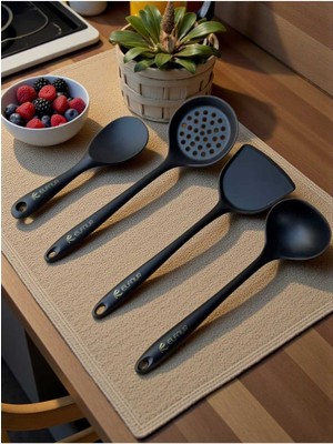 Sert Uçlu Isıya Dayanıklı Silikon Mutfak Seti 4'lü Siyah