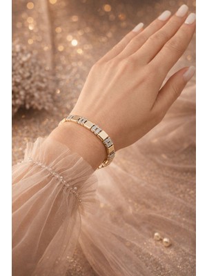 Solène Dora Rose Gold Zirkon Taşlı Altın Kaplama Çelik Bileklik
