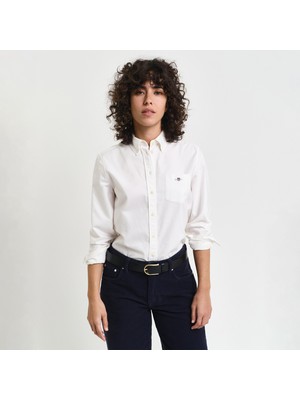 Gant Kadın Beyaz Regular Fit Düğmeli Yaka Oxford Gömlek