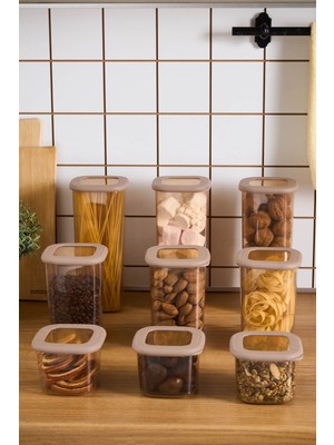 Pratik 9'lu Kahverengi Saklama Kabı Seti, Güvenle Saklayın