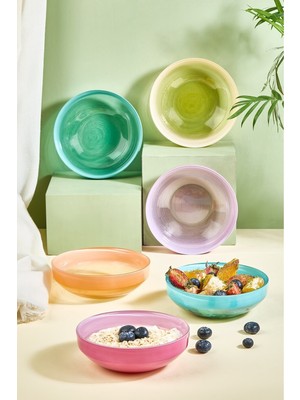 Renkli 6 Parça Cam Dondurma ve Meyve Kasesi Seti