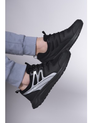 Riccon Siyah Sneaker 0012705 Kadınlar İçin Düz Tabanlı Ortapedik Ayakkabı Koku Yapmayan İç Astar