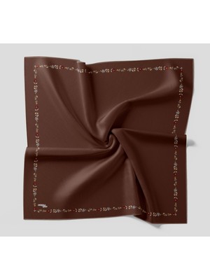 Bonjela Soft Eşarp Minimal Çiçek Desen Kahve