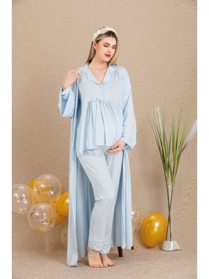 Türen Ceyyiz Kadın Lohusa & Hamile 3’lü Sabahlıklı Pijama Takımı