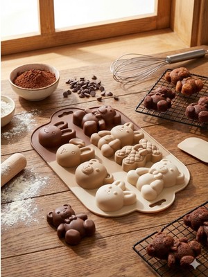 Sevimli Ayıcık ve Tavşanlı Silikon Kek Kalıbı, Pratik ve Şık Tasarım