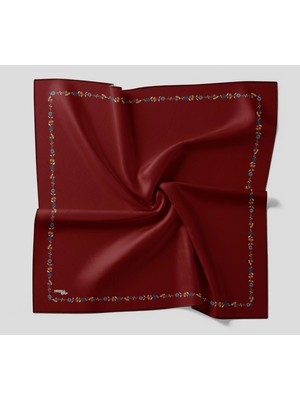 Bonjela Soft Eşarp Minimal Çiçek Desen Bordo