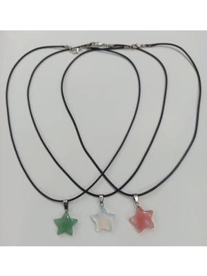 SolidBakkal , Doğal Taş Aventurin , Opal , Gül Kuvars 3’lü Set Kolye