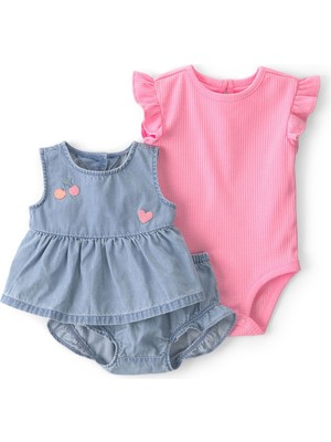 Carter's Kız Bebek 3'lü Body Şort Takım Pembe 1U529310