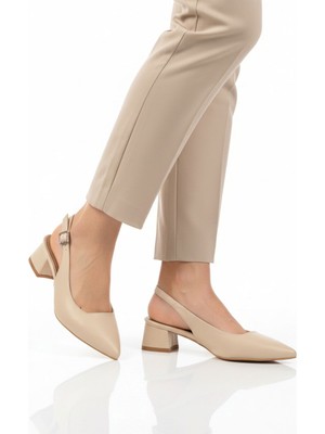 Ayakmod Bej Kadın Topuklu Abiye Ayakkabı 323101 Z
