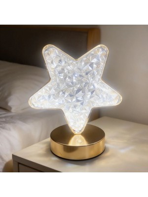 Toyigoo Buffer® Yıldız Model Kristal LED Masa Lambası – Dokunmatik, 3 Renk Işık Modlu, Şarjlı Mini