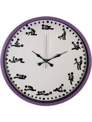 Ss Sexotic Shop Kamasutra Temalı (Pozizyonlu) Duvar Saati Mor