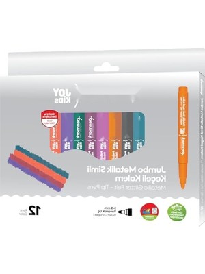 MarkEntegra Süper Yıkanabilir Metalik Simli Jumbo Keçeli Kalem 12'li