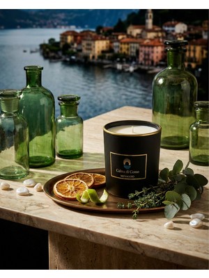 Menaggio Soya Mumu 200 Gr. 45 Saat Cam Tasarım Okaliptüs & Portakal Masaj Etkili Doğal Hediyelik Mum