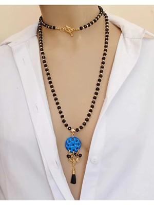 Sinem Şanlı Atelier Uzun Doğal Taş Süryani Nazar Taşı Kolye Farklı Renk Seçenekleri