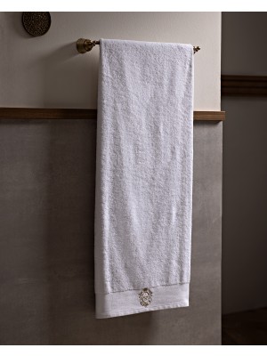 Madame Coco Maor %100 Pamuk Nakışlı Banyo Havlusu - Beyaz/gold - 80X160 cm