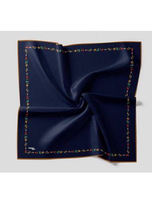 Bonjela Soft Eşarp Minimal Çiçek Desen Lacivert